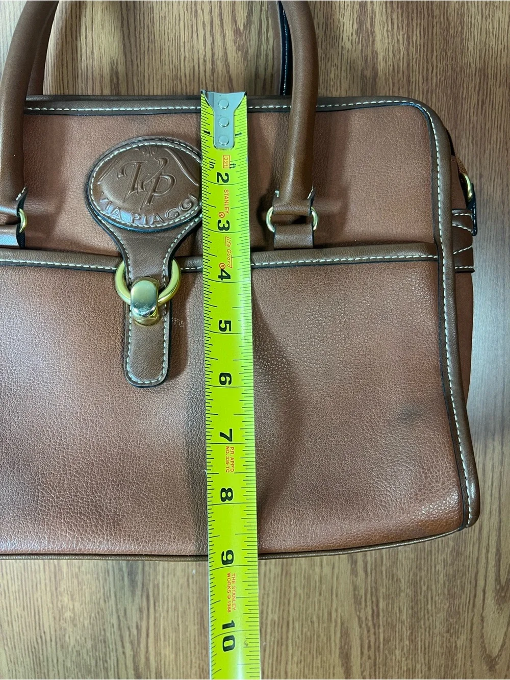 Via Piaggi Women’s Brown Satchel Top Handle Handbag Purse Vintage Style